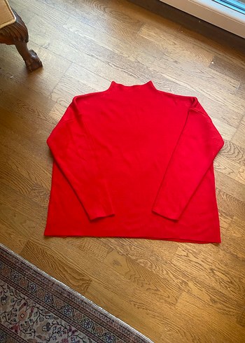 Kırmızı Yüksek Yaka Kadın Kazak - Görsel 2