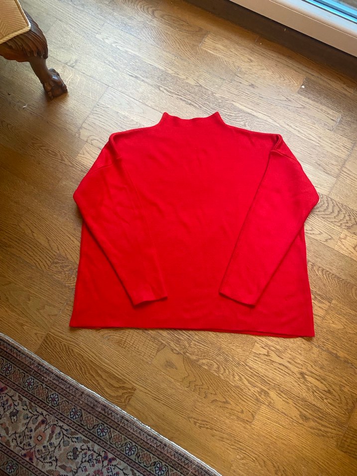 Kırmızı Yüksek Yaka Kadın Kazak - Görsel 2