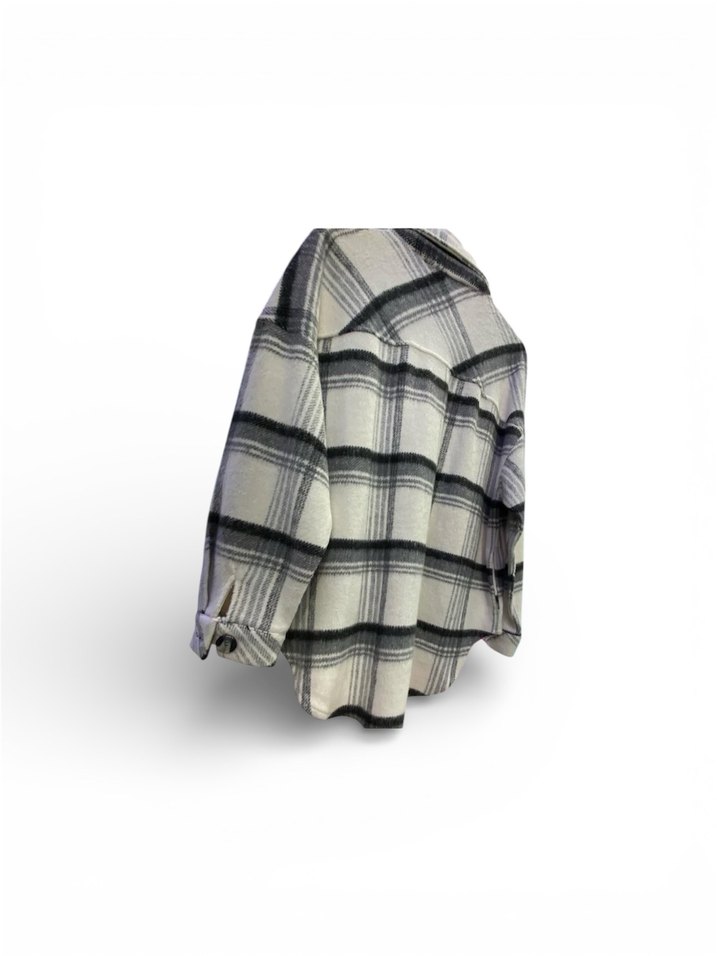 Quzu marka Gri Ekose Desenli Kadın Gömlek - Görsel 2