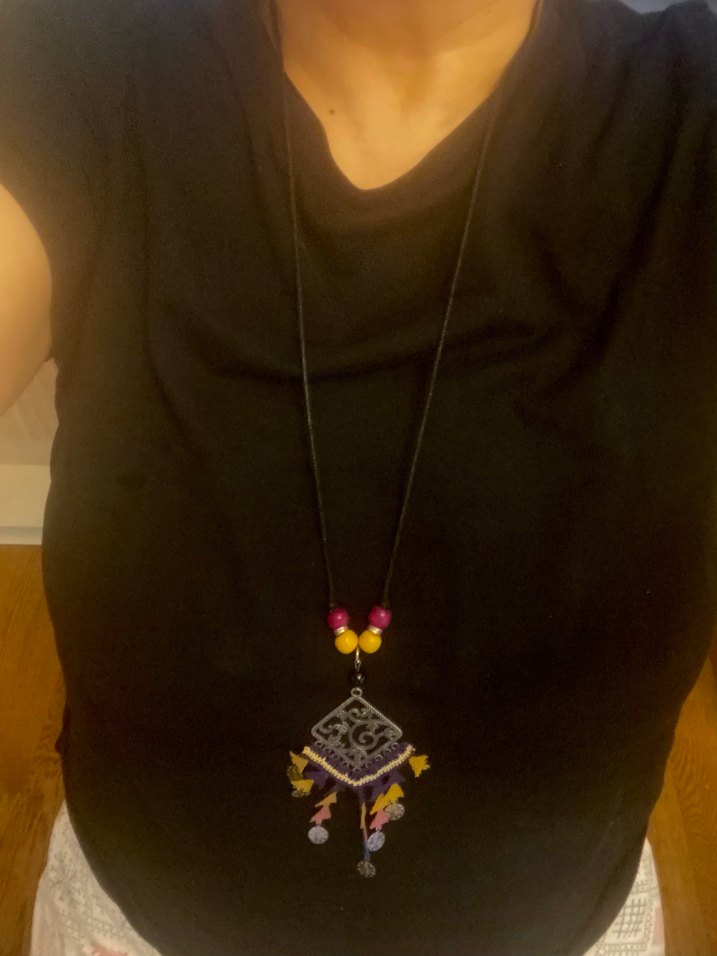 Uzun Çok Renkli Bohem Kadın Kolye Püsküllü - Görsel 2