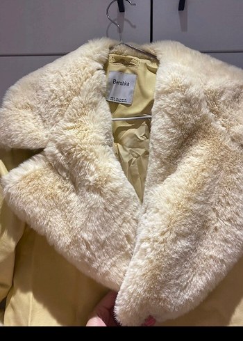 s Beden sarı Renk Bershka Kürklü deri Sarı Kaban