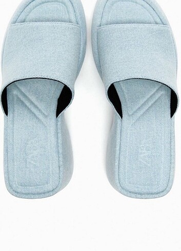 Zara Zara denim kot dolgu topuklu terlik