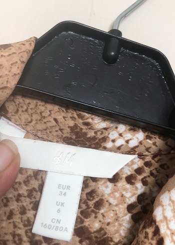 xs Beden çeşitli Renk Yılan Desenli Kahverengi Uzun Kollu Gömlek H&M