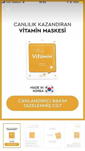Mjcare vitamin maskesi 3 ADET