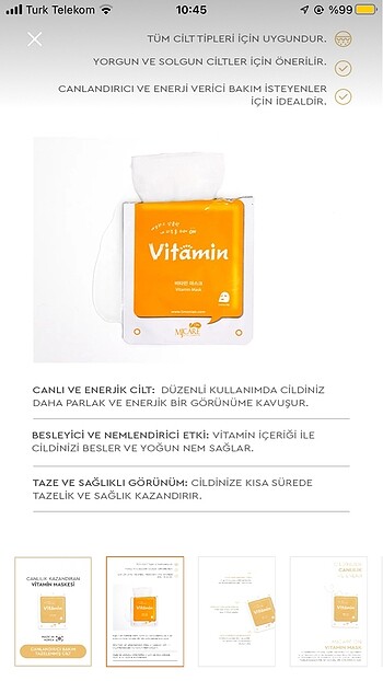 Diğer Mjcare vitamin maskesi 3 ADET