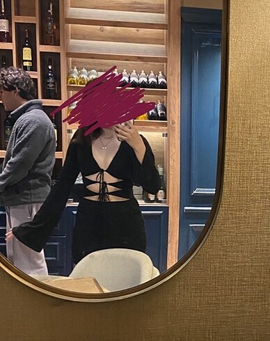Zara önü bağcıklı uzun kollu elbise