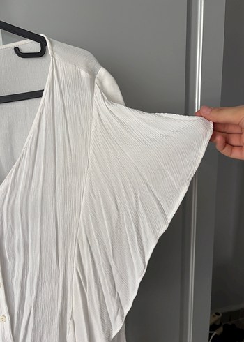 LCW Beyaz V Yakalı Keten Gömlek - Görsel 4