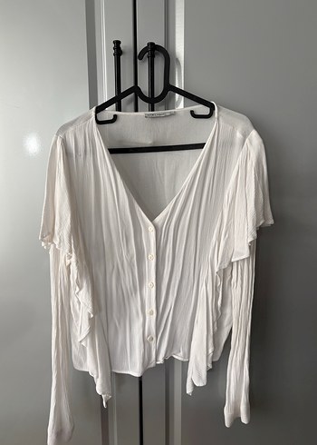 LCW Beyaz V Yakalı Keten Gömlek - Görsel 2