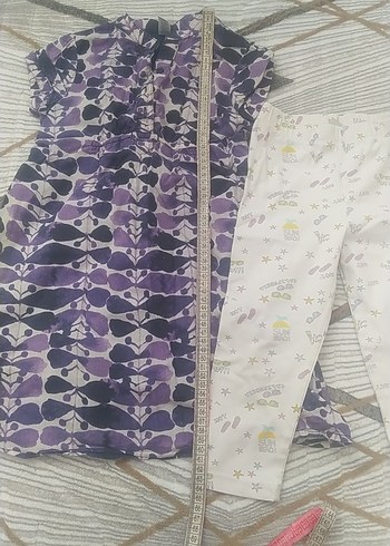 Bohem Tarz Mor Batik Desenli Kız elbise ve Tayt