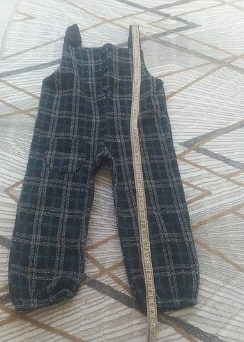 Erkek Çocuk Gri Örme Askılı Tulum