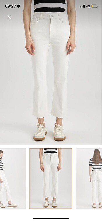Beyaz fit pantolon