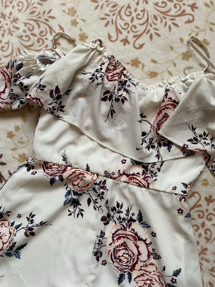 Çiçek Desenli Mini Bohem Kadın Tulum - Görsel 2