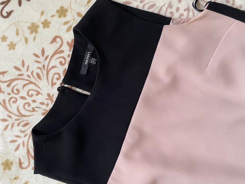 Pembe Siyah Kolsuz elbise - Görsel 2