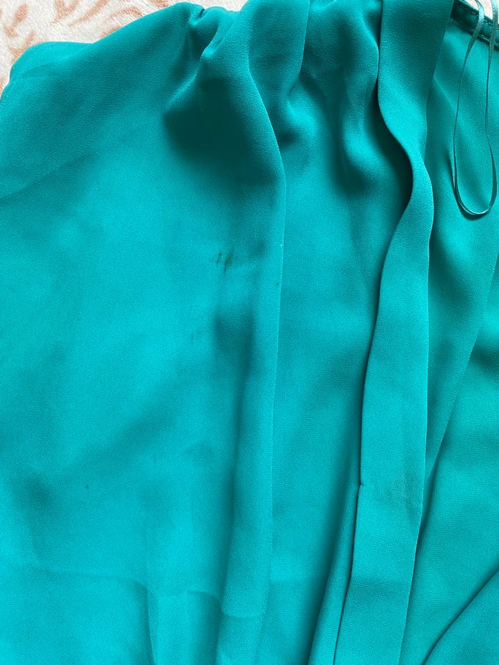 Turkuaz V Yaka Saten Tulum - Görsel 2