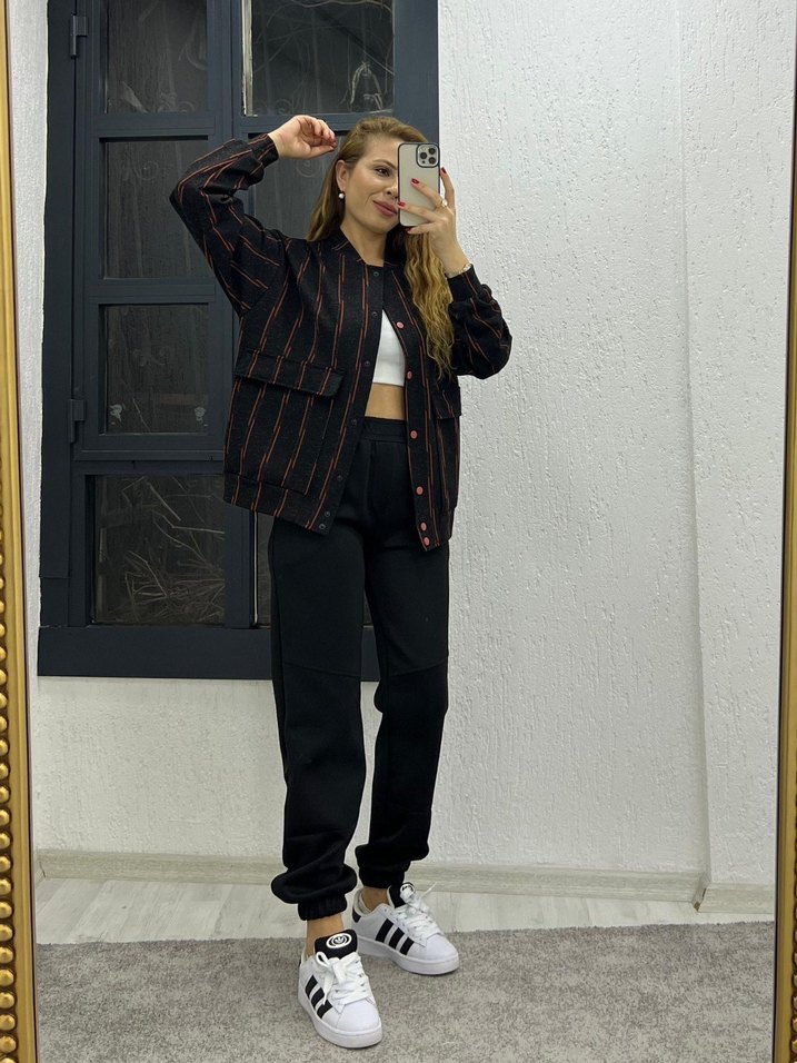 Kadın Siyah Salaş Eşofman Takımı - Görsel 2