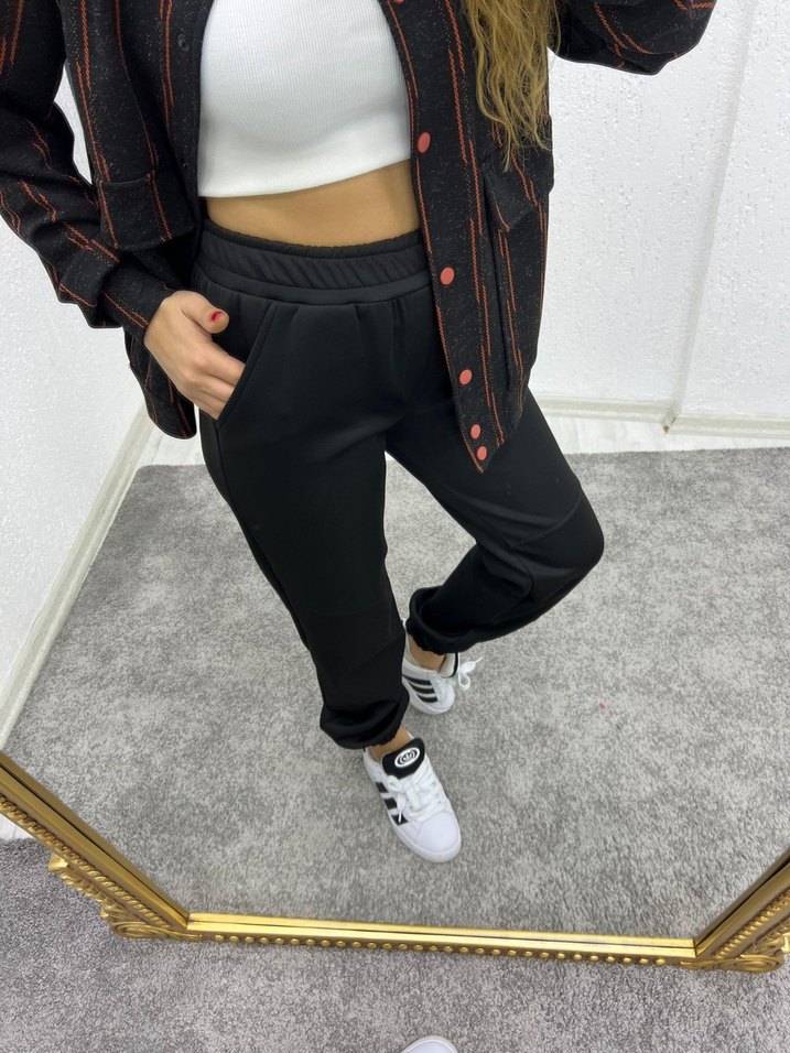 Kadın Siyah Salaş Eşofman Takımı - Görsel 3