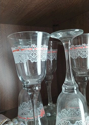 Beyaz Dantel ve Kelebek Desenli Cam Bardak - Görsel 2