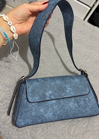 Tokalı Mavi Denim Yılan Desenli Kadın Çanta