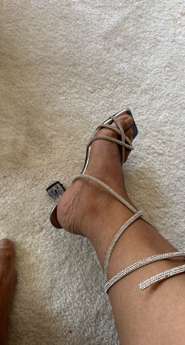 Beyaz taşlı bağcıklı  Topuklu Kadın Ayakkabı - Görsel 5