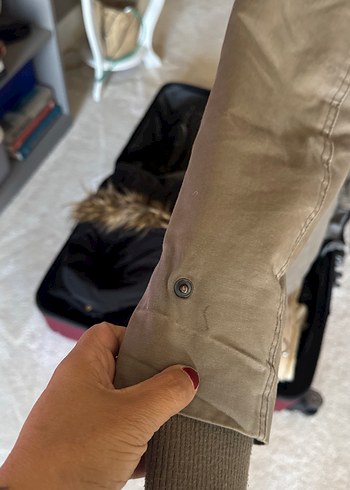 Haki Midi Düğmeli Kadın mont - Görsel 9