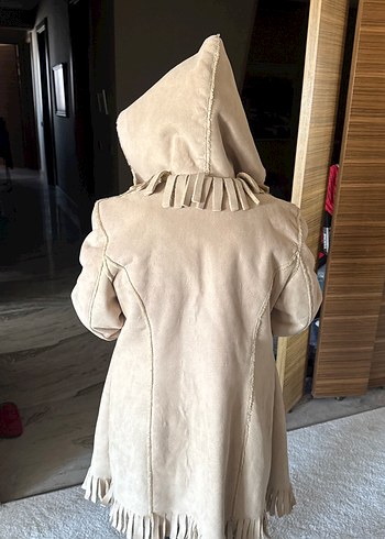 Düğmeli Bej nubuk Kadın Midi Kaban - Görsel 9