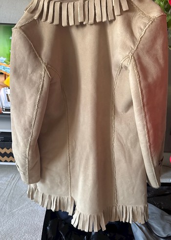 Düğmeli Bej nubuk Kadın Midi Kaban - Görsel 6