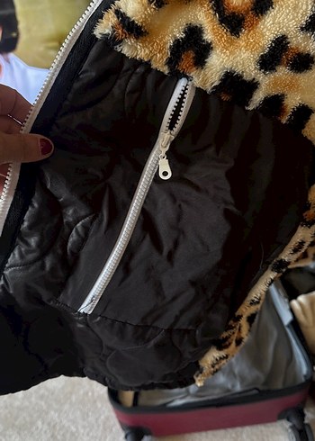 Leopar Desenli Tüylü Cep Detaylı Kadın Ceket - Görsel 5