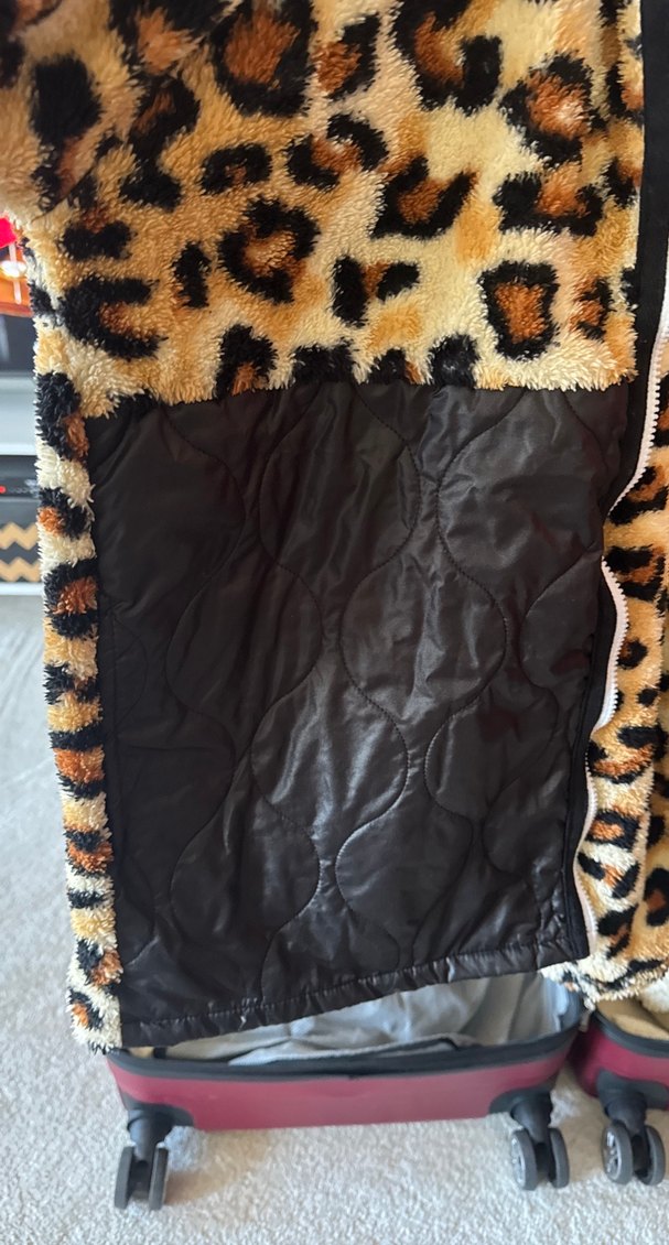 Leopar Desenli Tüylü Cep Detaylı Kadın Ceket - Görsel 4