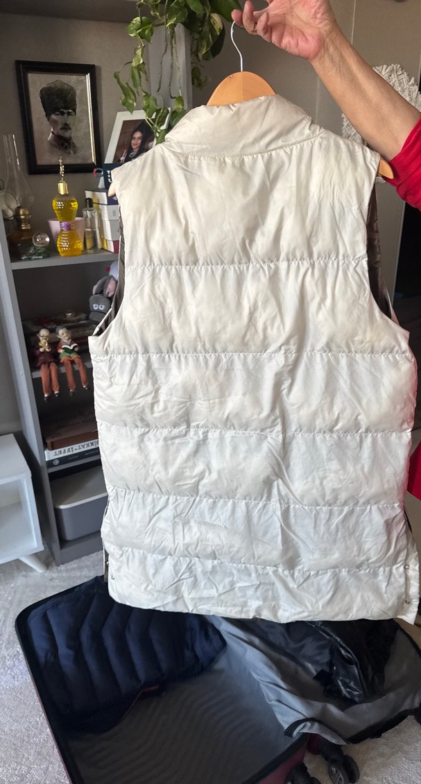 Düğmeli Beyaz Kadın Midi Yelek - Görsel 3