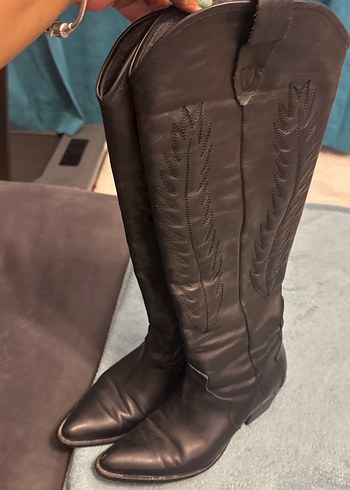 Kahverengi Kadın Deri uzun Çizme - Görsel 7