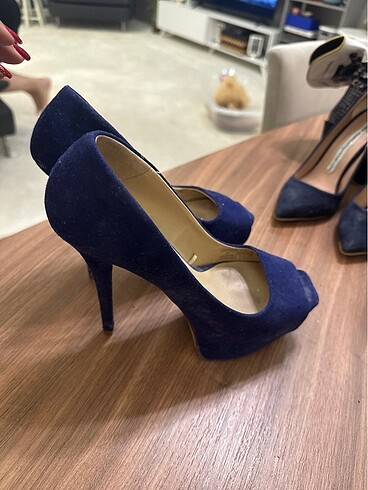 38 Beden lacivert Renk Süet Zara platform sitiletto