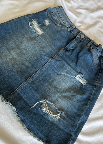 Kadın Mavi Denim Midi Etek - Görsel 2