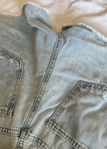 Gri Kadın Mini Denim Şort - Görsel 3