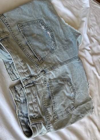 Gri Kadın Mini Denim Şort - Görsel 2