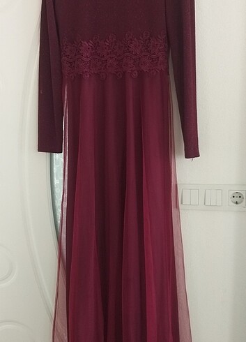 xl Beden bordo Renk Tesettür Elbise Abiye