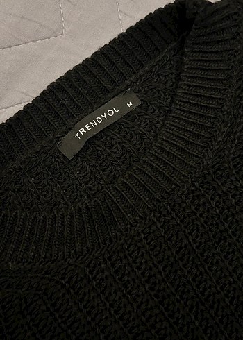 Siyah Örgü Kadın Kazak, Uzun Kollu, Salaş - Görsel 3