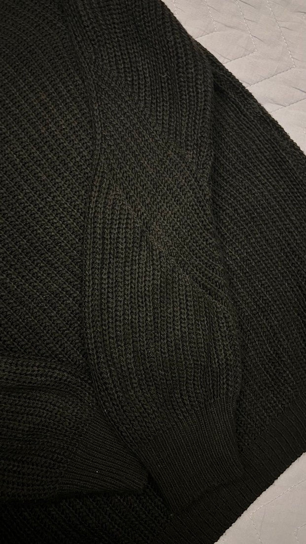 Siyah Örgü Kadın Kazak, Uzun Kollu, Salaş - Görsel 2