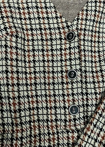 Düğmeli ekose elbise - Görsel 5