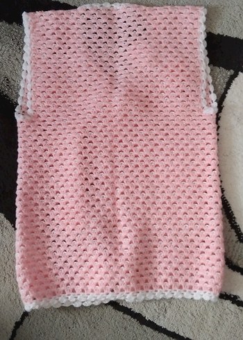 18-24 Ay Beden Kız Çocuk Pembe Nakışlı Örgü Yelek