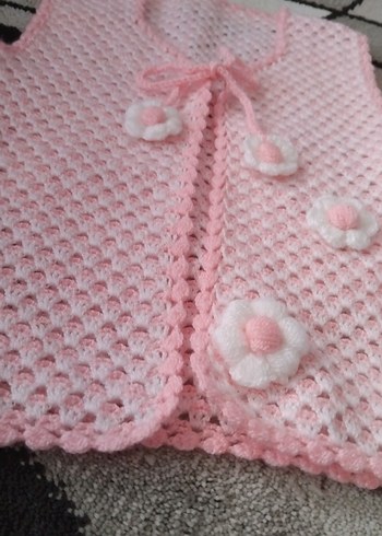 Diğer Kız Çocuk Pembe Nakışlı Örgü Süveter