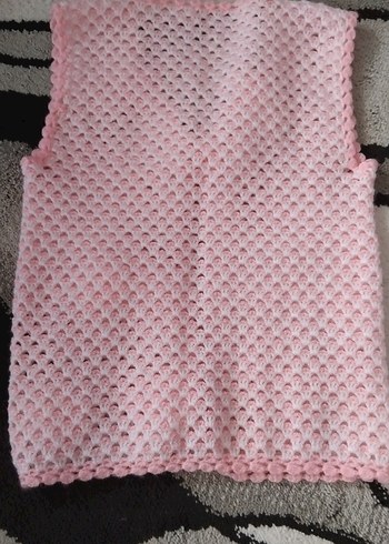 18-24 Ay Beden Kız Çocuk Pembe Nakışlı Örgü Süveter