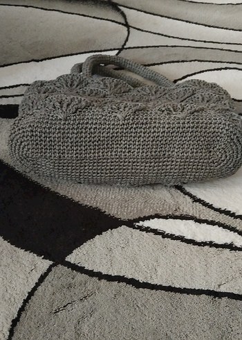 Diğer Gri Örgü Bohem Kadın Çanta