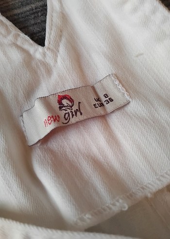 s Beden Kızlar İçin Beyaz Düğmeli Keten Tulum