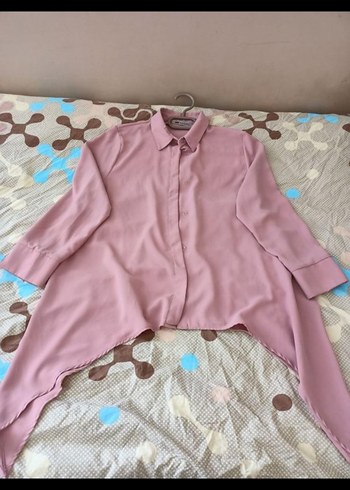 42 Beden mor Renk Pudra renk i Kadın Bluz, Uzun Kollu,