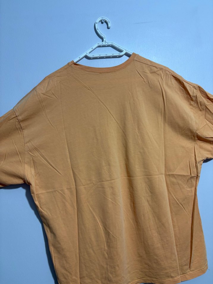 Camel Renkli Erkek GAP Baskılı Keten Tişört - Görsel 2