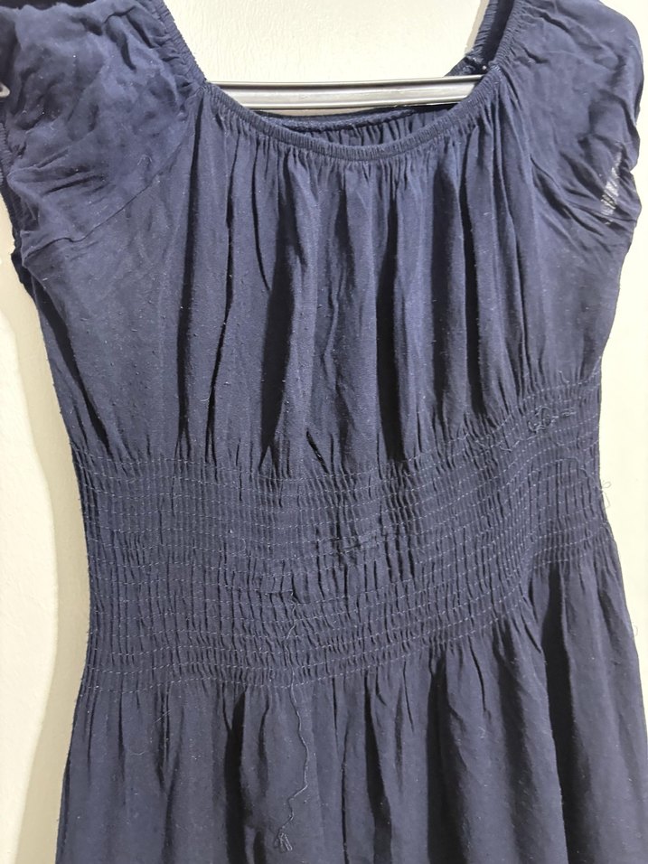 Lacivert  Uzun Pliseli Elbise - Görsel 3