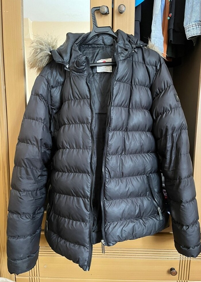 Barrels and Oil Siyah Kadın Mont - Görsel 2