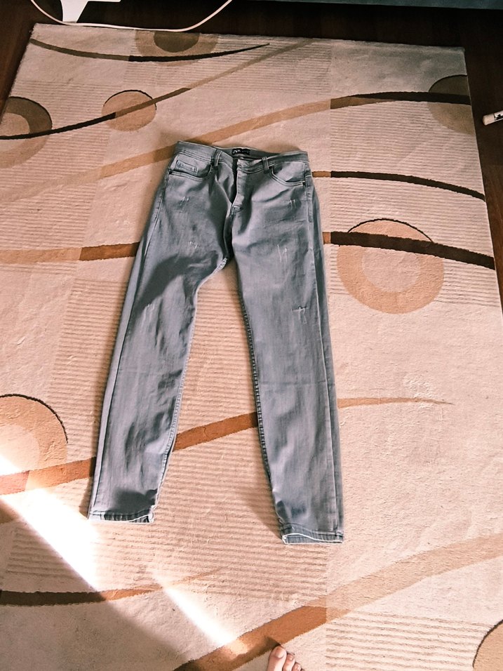 Gri Fermuarlı Zara Erkek Jeans - Görsel 4