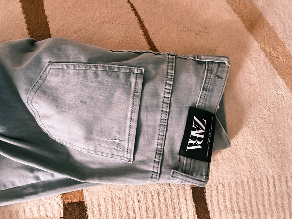 Gri Fermuarlı Zara Erkek Jeans - Görsel 2