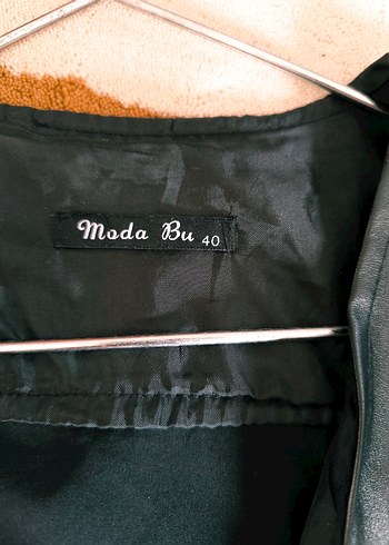 Siyah Deri Kemerli Biker Yelek - Görsel 2